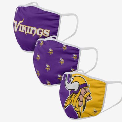 NFL Minnesota Vikings 3er Set Gesichtsabdeckung Mundschutz Face Cover Mask