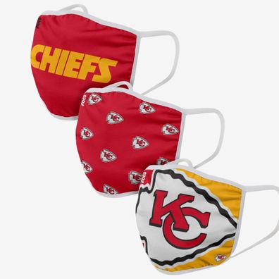 NFL Kansas City Chiefs 3er Set Gesichtsabdeckung Mundschutz Face Cover Mask
