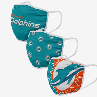 NFL Miami Dolphins 3er Set Gesichtsabdeckung Mundschutz Face Cover Mask