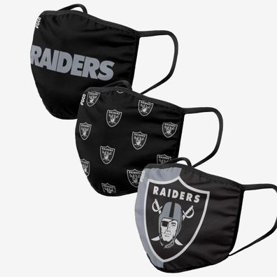 NFL Las Vegas Raiders 3er Set Gesichtsabdeckung Mundschutz Face Cover Mask