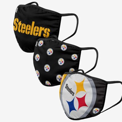 NFL Pittsburgh Steelers 3er Set Gesichtsabdeckung Mundschutz Face Cover Mask