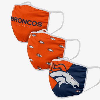 NFL Denver Broncos 3er Set Gesichtsabdeckung Mundschutz Face Cover Mask