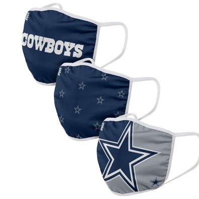 NFL Dallas Cowboys 3er Set Gesichtsabdeckung Mundschutz Face Cover Mask