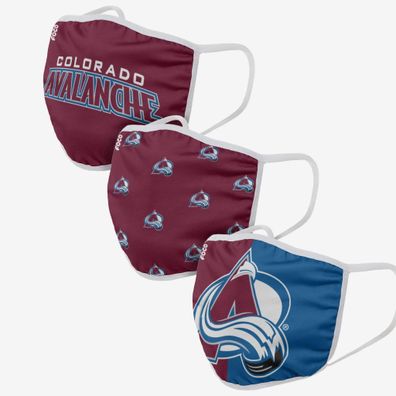 NHL Colorado Avalanche 3er Set Gesichtsabdeckung Mundschutz Face Cover Mask