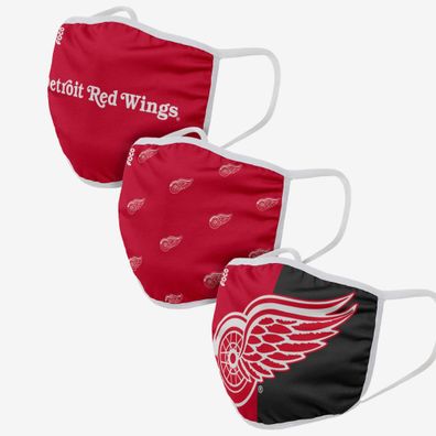 NHL Detroit Red Wings 3er Set Gesichtsabdeckung Mundschutz Face Cover Mask