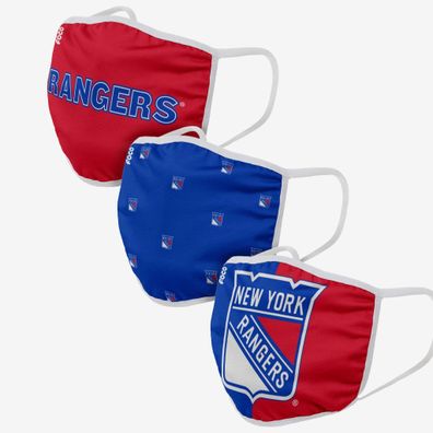 NHL New York Rangers 3er Set Gesichtsabdeckung Mundschutz Face Cover Mask