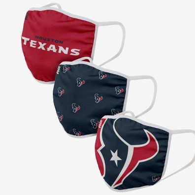 NFL Houston Texans 3er Set Gesichtsabdeckung Mundschutz Face Cover Mask
