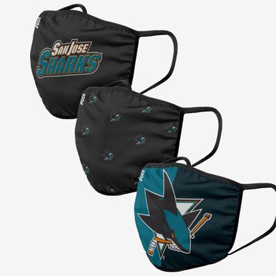NHL San Jose Sharks 3er Set Gesichtsabdeckung Mundschutz Face Cover Mask