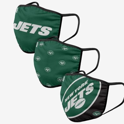 NFL New York Jets 3er Set Gesichtsabdeckung Mundschutz Face Cover Mask