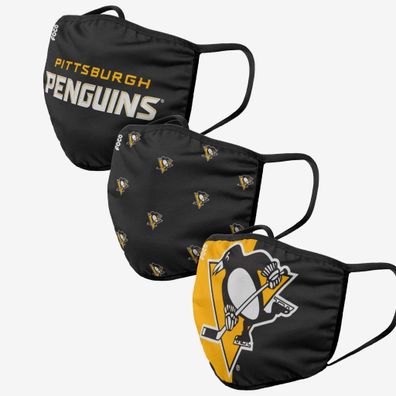 NHL Pittsburgh Penguins 3er Set Gesichtsabdeckung Mundschutz Face Cover Mask