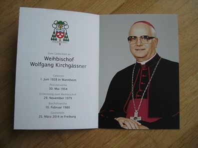 Verstorbener Weihbischof em. von Freiburg Wolfgang Kirchgässner - Gedenkkarte!!!