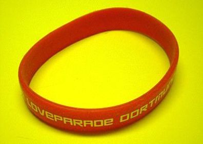 Original Loveparade Dortmund 2008 Silikon-Armband Gummiarmband rot