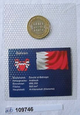 Bi-Metall Münze 100 Fils Bahrain 2005 in TOP Erhaltung im Blister