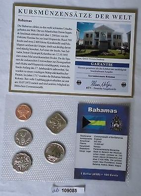 Kursmünzsatz Bahamas 5 Münzen 1 Cent bis 25 Cent in TOP Erhaltung im Blister
