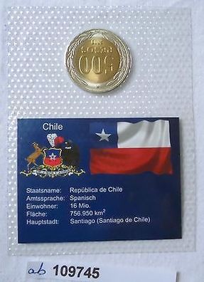 Bi-Metall Münze 500 Pesos Chile 2003 in TOP Erhaltung im Blister