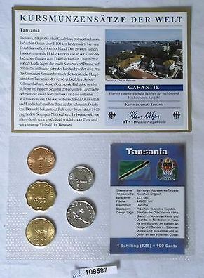 Kursmünzsatz Tansania 5 Münzen 5 Cents - 1 Schilling in TOP Erhaltung im Blister