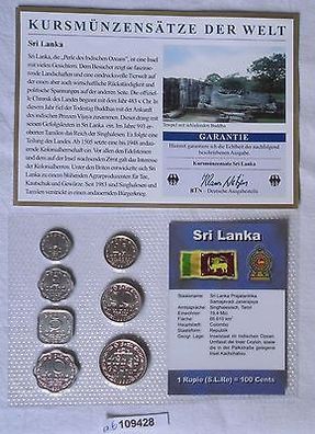 Kursmünzsatz Sri Lanka 7 Münzen 1 Cent bis 1 Rupie in TOP Erhaltung im Blister