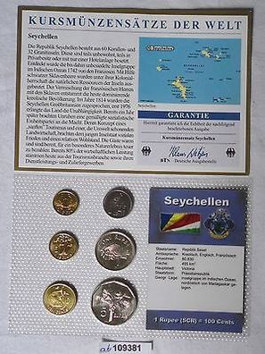 Kursmünzsatz Seychellen 6 Münzen 1 Cent bis 5 Rupees in TOP Erhaltung im Blister