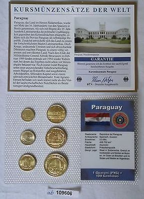 Kursmünzsatz Paraguay 6 Münzen 1 bis 500 Guarani in TOP Erhaltung im Blister