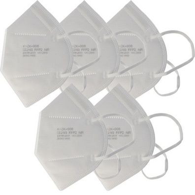 5 Stück Premium FFP2 Maske latexfrei 7-Lagig ohne Ventil, Wochenpackung, zertifi