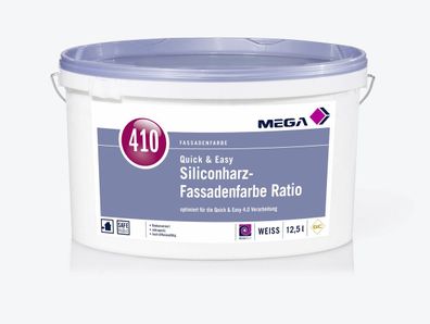 MEGA 410 Siliconharz-Fassadenfarbe Ratio 12,5 Liter weiß