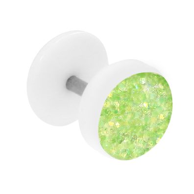 Fake Plug Ohrstecker Glitterline in Grün 1 Stück Ohrschmuck Ohrring