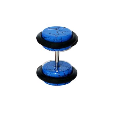 Fake Plug Ohrstecker in Acryl Reißlack Muster blau 8 mm 1 Stück Ohrschmuck Ohrring