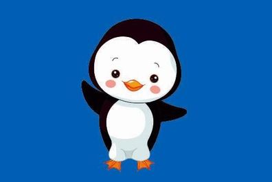 Fahne Flagge Junger Pinguin blau Premiumqualität
