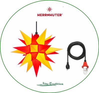 Herrnhuter Stern 40 cm gelb - rot wetterfest Kunststoff für Außen 5m Kabel LED