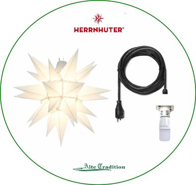 Herrnhuter Stern 40 cm weiß wetterfest Kunststoff für Außen inkl 5 m Kabel LED Sterne