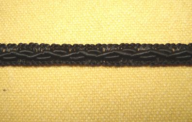 Posamentenborte feine Trachtenborte seidig glänzend schwarz 0,9 cm breit je 1 Meter
