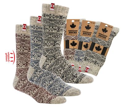 1 Paar "Canadian Socks" THERMO-Wollsocken Norweger Socken Damen Herren Kinder