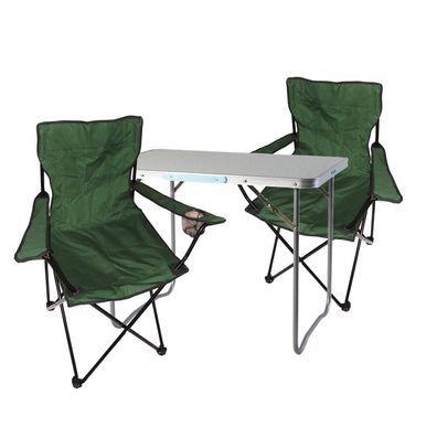 3-tlg. Grün Campingmöbel Set, XL Tisch mit Tragegriff und Campingstuhl mit Tasche
