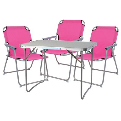 XL 4-teiliges Campingmöbel Set Pink Alu mit Tragegriff Camping 80x60x68cm