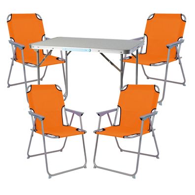 XL 5-teiliges Campingmöbel Set Alu mit Tragegriff Camping 80x60x68cm Orange