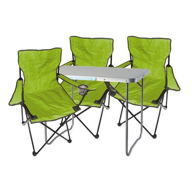 4tlg. lime Campingmöbel Set, XL Tisch m. Tragegriff und Campingstuhl mit Tasche