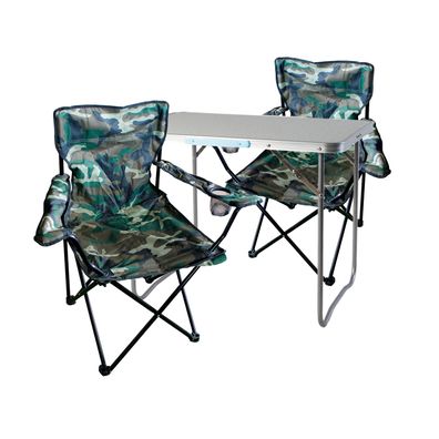 3-tlg. Camouflage Campingmöbel Set, Tisch mit Tragegriff und Stühle mit Tasche