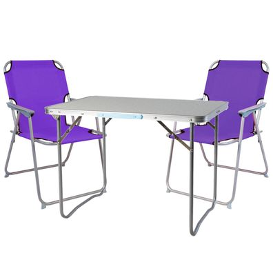 5-teiliges Camping Set Lila Alu Campingmöbel mit Tragegriff 120x60x58/70cm 5-teiliges Camping Set Lila Alu Campingmöbel mit Tragegriff 120x60x58/70cm