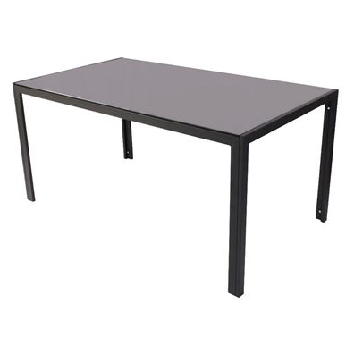 Gartentisch Glastisch Dunkelgrau/ Schwarz 160x90cm mit Black tempered Glasplatte