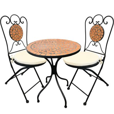 Mosaik Sitzgarnitur Sitzgruppe Gartentisch Stühle Gartenmöbel Bistrotisch Set