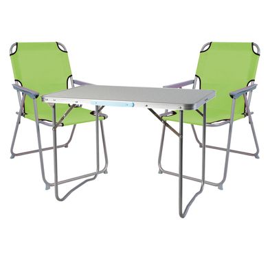 3-teiliges Campingmöbel Set Alu mit Tragegriff Camping lime-grün L70xB50xH59cm