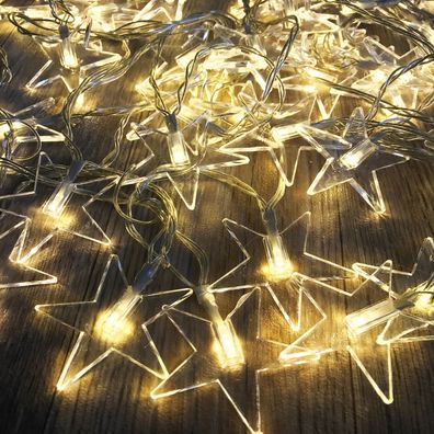 48er LED-Sternenkette Lichterkette Weihnachtsbeleuchtung Innen + Außen warmweiß