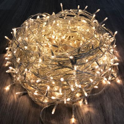600er LED Lichterkette transp Kabel Weihnachtslichterkette innen/ außen Warmweiß