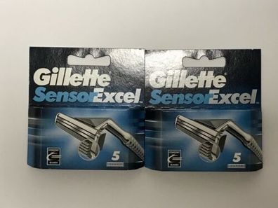 10 Gillette Sensor Excel Klingen Rasierklingen 2 x 5 Klingen NEU/ OVP