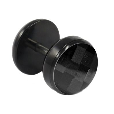 Fake Plug Ohrstecker schwarz Carbonfaser 10mm groß schwarz 1 Stück Ohrschmuck Ohrring