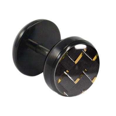 Fake Plug Ohrstecker schwarz Carbonfaser 8mm in schwarz-gelb 1 Stück Ohrschmuck