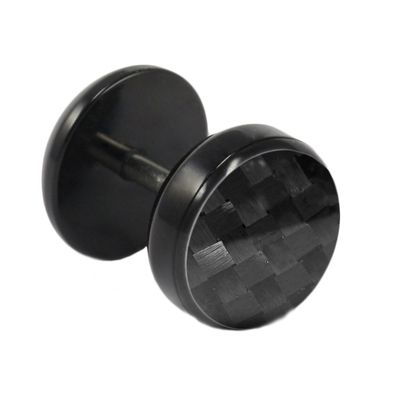 Fake Plug Ohrstecker schwarz Carbonfaser 8mm klein in schwarz 1 Stück Ohrschmuck