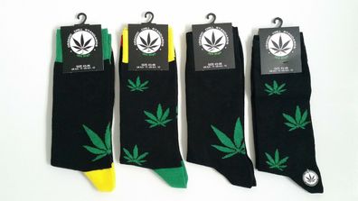 4-20 Paar Herrensocken "Hanf" Hanfblatt Cannabis Weed Socks Businesssocken