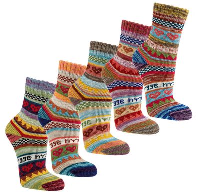 3 oder 6 Paar bunte Hygge Norweger Socken Baumwolle mit schönem Muster Kinder