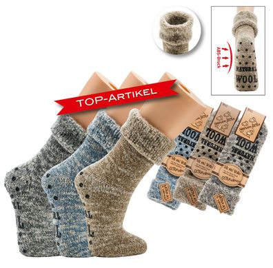 1 Paar MEGA 65% Wolle Thermo ABS Socken Home Socks anti Rutsch Gr.35-50